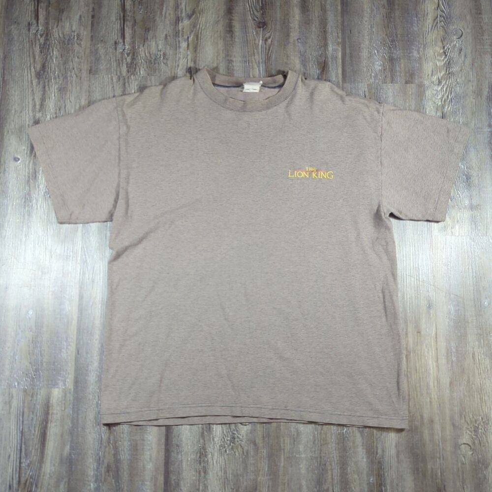 Vintage 90s The Lion King Embroidered Striped T-Shirt Movie Promo Made in USA XL